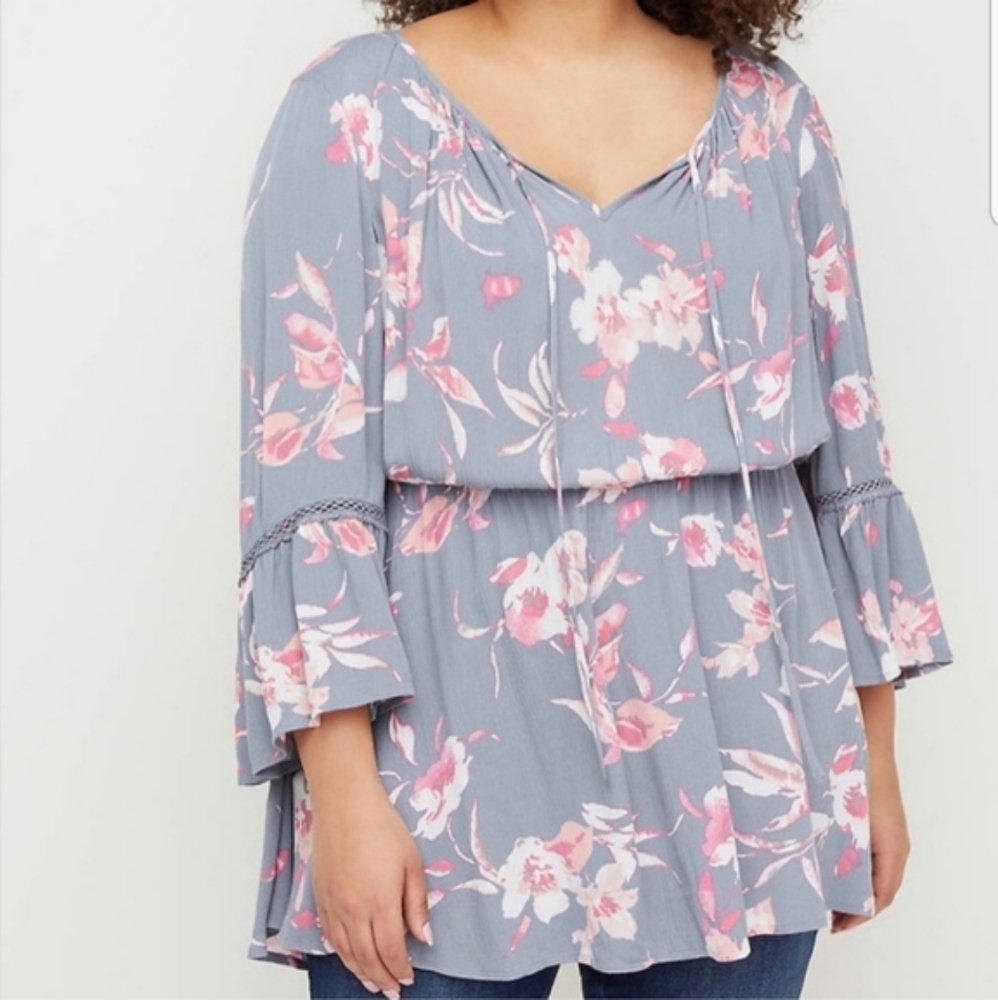 Lane Bryant Floral Peasant Top